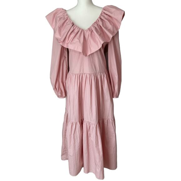 ENGLISH FACTORY Pink Tiered Dress Size Medium Midi - Picture 1 of 16